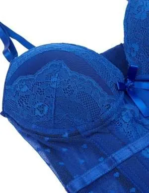 Blue Lace Corset - Safe Desires Model-free Lingerie