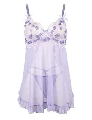 Purple Delight Apron Babydoll Safe Desires - Model-Free Lingerie