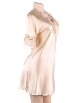 Peach Dreamy Silk Nightgown - Safe Desires - Model-Free - Lingerie