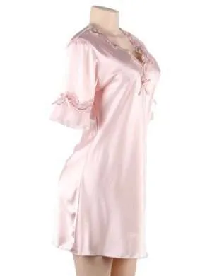 Pink Dreamy Silk Nightgown - Safe Desires - Model-Free - Lingerie