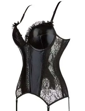 Limited Edition: Faux Leather Lace Corset- Safe Desires - Model-Free - Lingerie