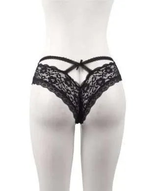 Black Floral Criss-Cross Panty - Safe Desires - Model-Free - Lingerie