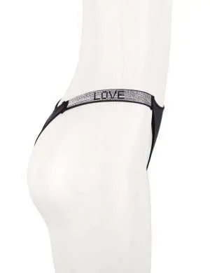 Black Rhinestone-Studded Low Waist Thong - Safe Desires - Model-Free Lingerie