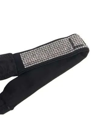 Black Rhinestone-Studded Low Waist Thong - Safe Desires - Model-Free Lingerie