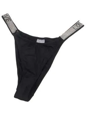 Black Rhinestone-Studded Low Waist Thong - Safe Desires - Model-Free Lingerie