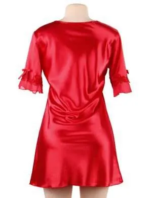 Red Dreamy Silk Nightgown - Safe Desires - Model-Free - Lingerie