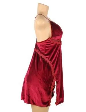 Red Velvet Pajamas Set Model Front - Safe Desires - Model-Free Lingerie