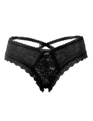 Black Floral Criss-Cross Panty - Safe Desires - Model-Free Lingerie