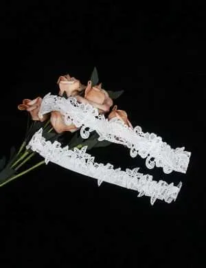 Sexy White Lace Garter Pair - Safe Desires - Model-Free Lingerie