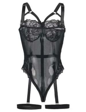 Sexy Black Leg Ring Teddy - Safe Desires - Model-Free Lingerie