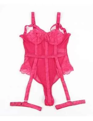 Pink Leg Ring Teddy - Safe Desires - Model-Free Lingerie