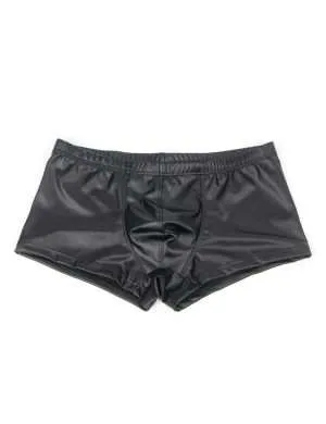 Black Men’s Faux Leather Boxer Briefs - Safe Desires - Model-Free Lingerie