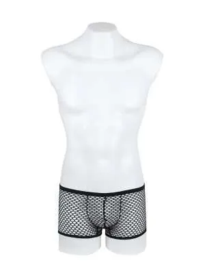 Black Men’s Fishnet Boxer - Safe Desires - Model-Free Lingerie