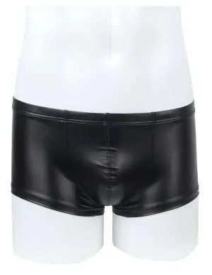 Black Men’s Faux Leather Boxers   - Safe Desires - Model-Free Lingerie
