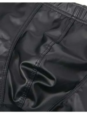 Black Men’s Faux Leather Boxers   - Safe Desires - Model-Free Lingerie