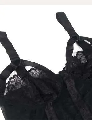 Sexy Black Leg Ring Teddy - Safe Desires - Model-Free Lingerie