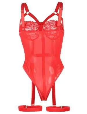Sexy Red Leg Ring Teddy - Safe Desires - Model-Free