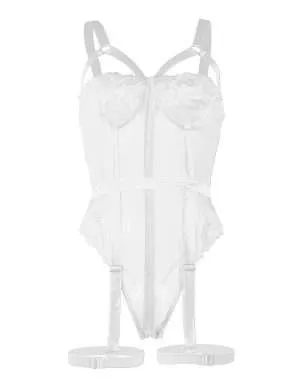 Sexy White Leg Ring Teddy - Safe Desires - Model-Free
