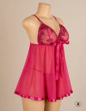 Sheer Lace Sequin Babydoll