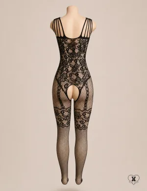 Crotchless Fishnet & Lace Bodystocking