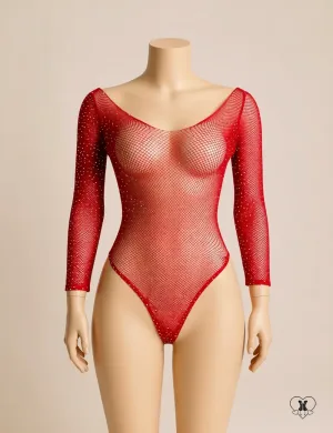 Rhinestone Fishnet Bodysuit