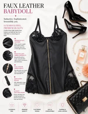 Faux Leather Babydoll with Front Zipper