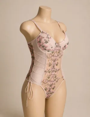 Crisscross Floral Lace Teddy