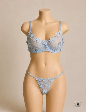Floral Embroidery Bra Set