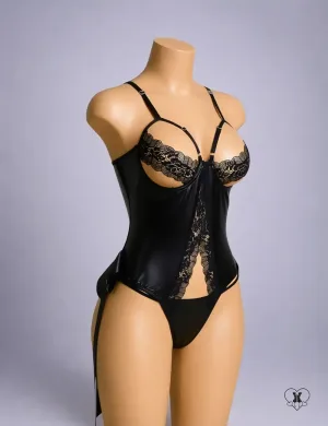 Leather Hollow Out Teddy