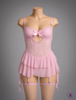 Lace Corset Dress & Stockings Set