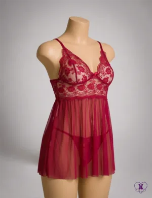Scarlet Rose Lace Babydoll Set