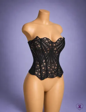 Femme Fatale Cutout Corset - Black, angled view