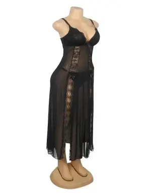 Lace Long Split Nightgown